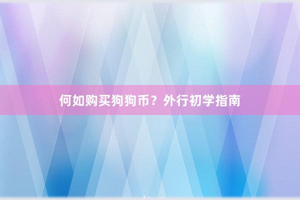 何如购买狗狗币？外行初学指南